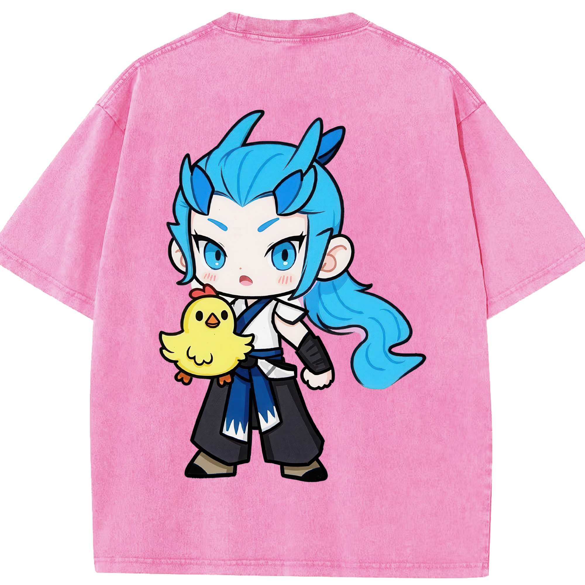（画像用） Ne Zha 2 ナタ 魔童の大暴れ 綿100% ヴィンテージ風 半袖Tシャツ（背面プリント）